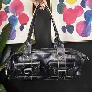 VTG Y2K Kenneth Cole Leather Shoulder Bag! The Cutest Bag! Black Leather